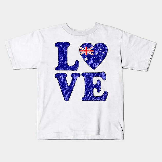 Australia Love Australian Flag Australian Roots Kids T-Shirt by RW